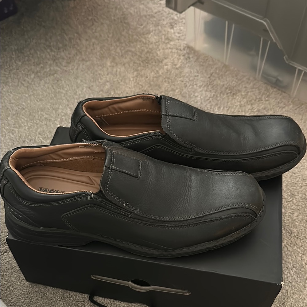 Black Leather Men's Slip-On Shoes